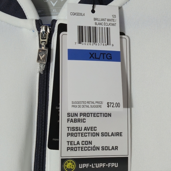 NWT Callaway Golf Women's Opti-Dri Sleeveless Quarter Zip Polo Shirt White XL - Picture 3 of 12